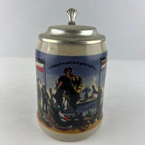Bavarian Commemorative Beer Stein Made In Germany 95% Pewter Lid Vintage Scene 3